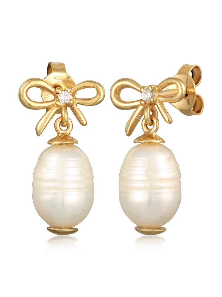 Ohrringe 925 Sterling Silber Schleife in Gold