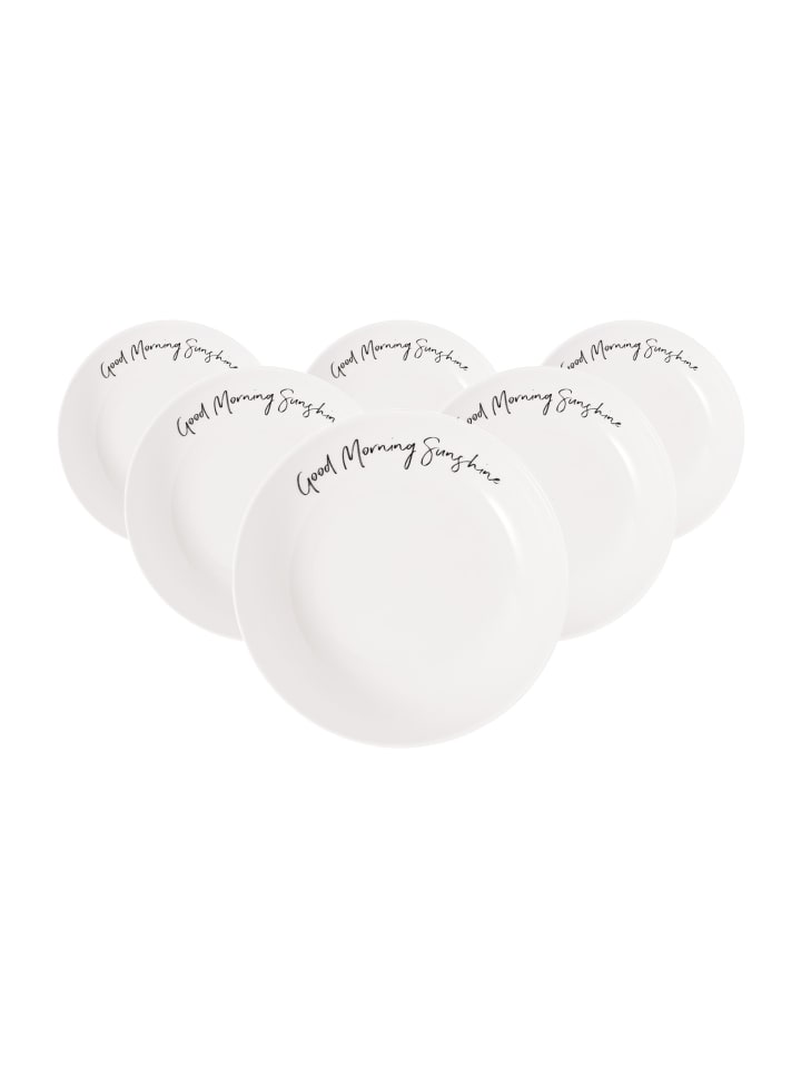 6er Set Schalen Good Morning Sunshine Statement in ø 18,7 cm in weiß