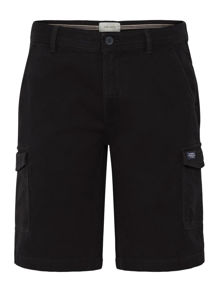 Cargo Shorts Verdeckter Zip-Fly Normaler Leibhöhe in Schwarz