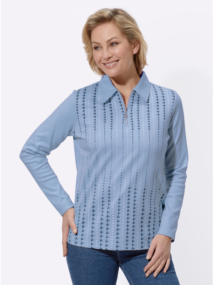 Winter-Shirt in bleu-bedruckt