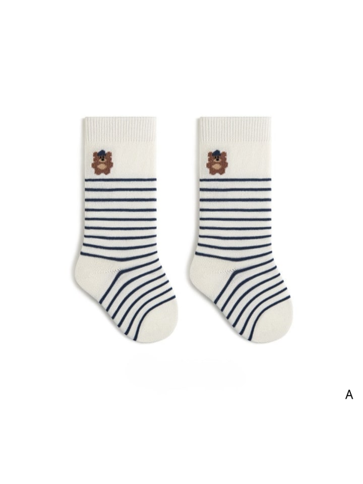 5er-Pack Mittelsocken in Dunkelblau mit Bärenmotiv und Streifen