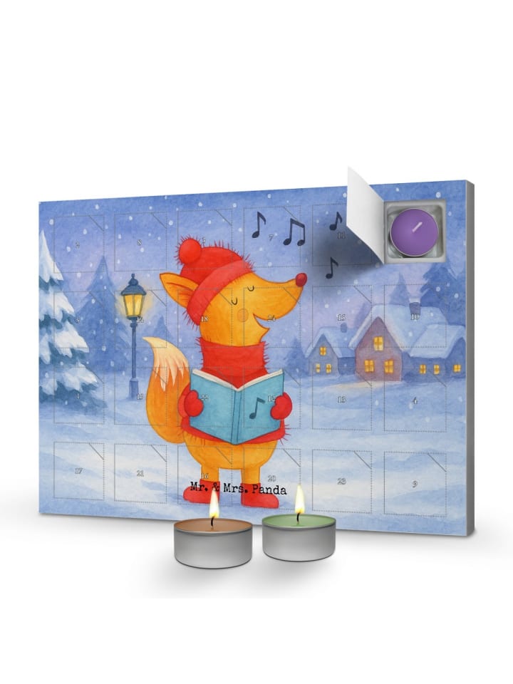 Adventskalender Fuchs Sänger Design ohne Spruch in Weiß