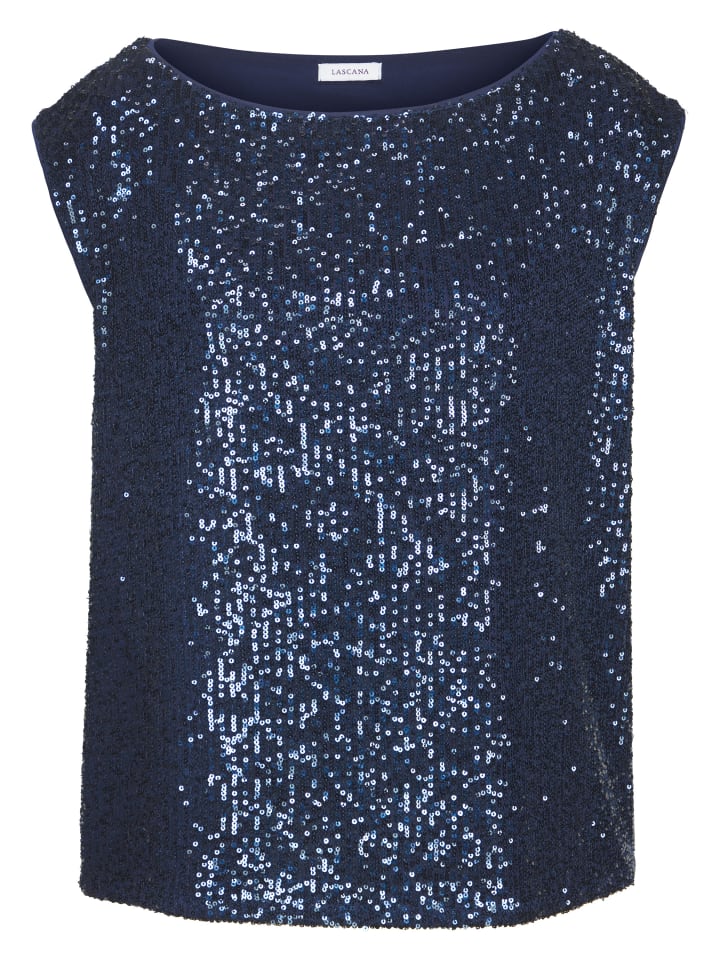 Paillettenshirt in dunkelblau