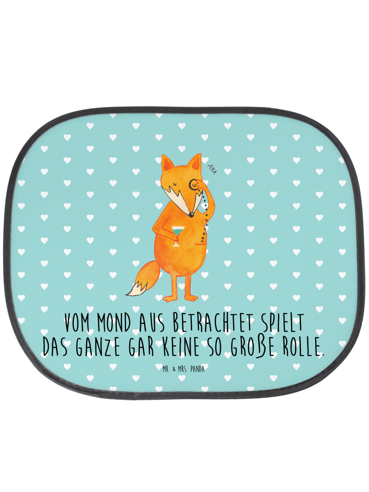 Fensterblende Auto Fuchs Lord mit Spruch in Türkis Pastell