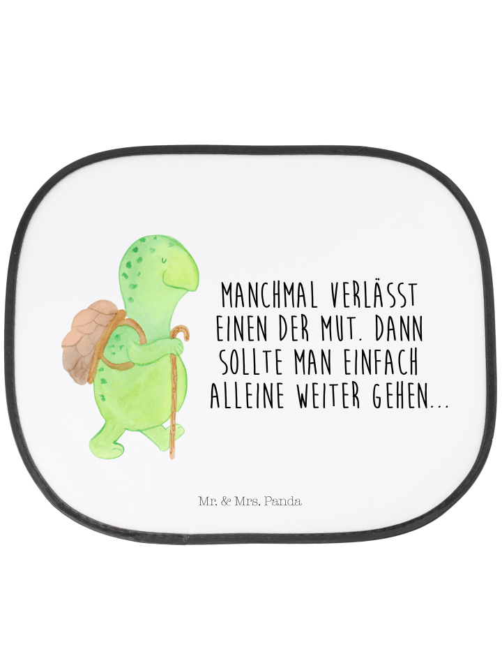 Sonnenschutz Auto Schildkröte Wanderer mit Spruch in Weiß