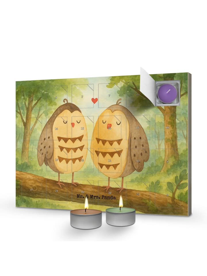 Adventskalender Eulen Liebe Design ohne Spruch in Weiß