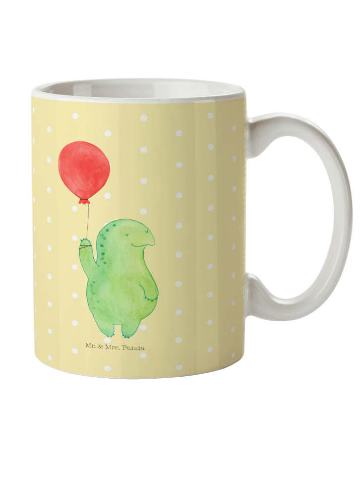 Kaffeebecher Schildkröte Luftballon ohne Spruch in Gelb Pastell