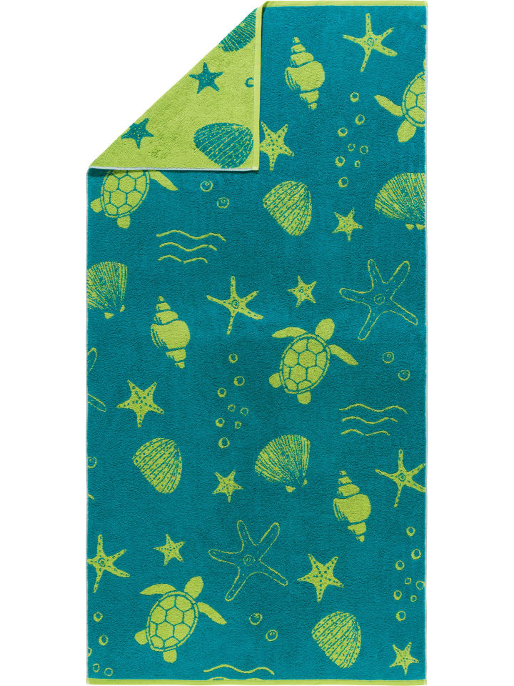 Jacquard Strandtuch in smaragd-apfelgrün