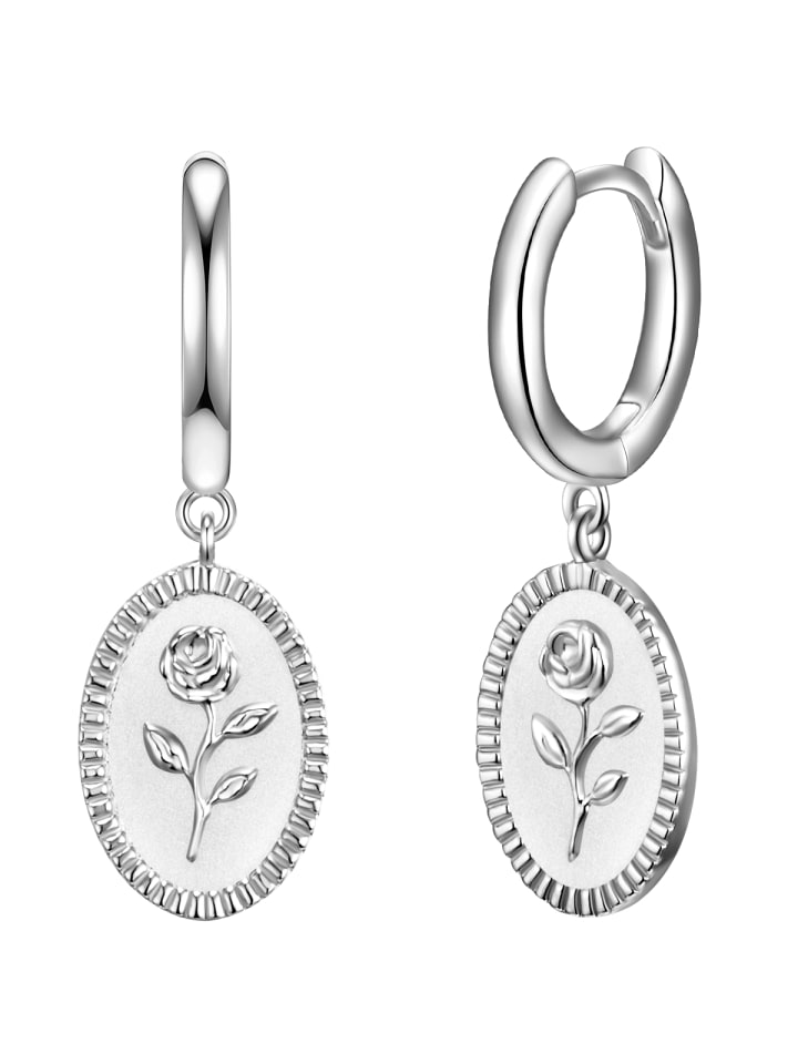 Creolen Blume aus Sterling Silber in silber