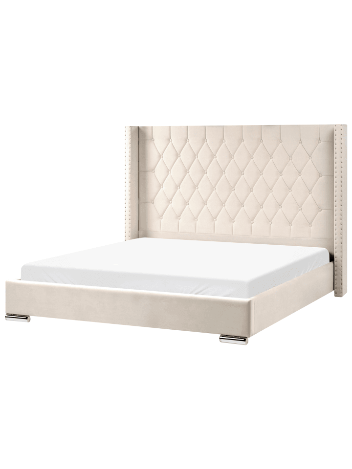 2-tlg Doppelbett LUBBON in Weiß/Silber