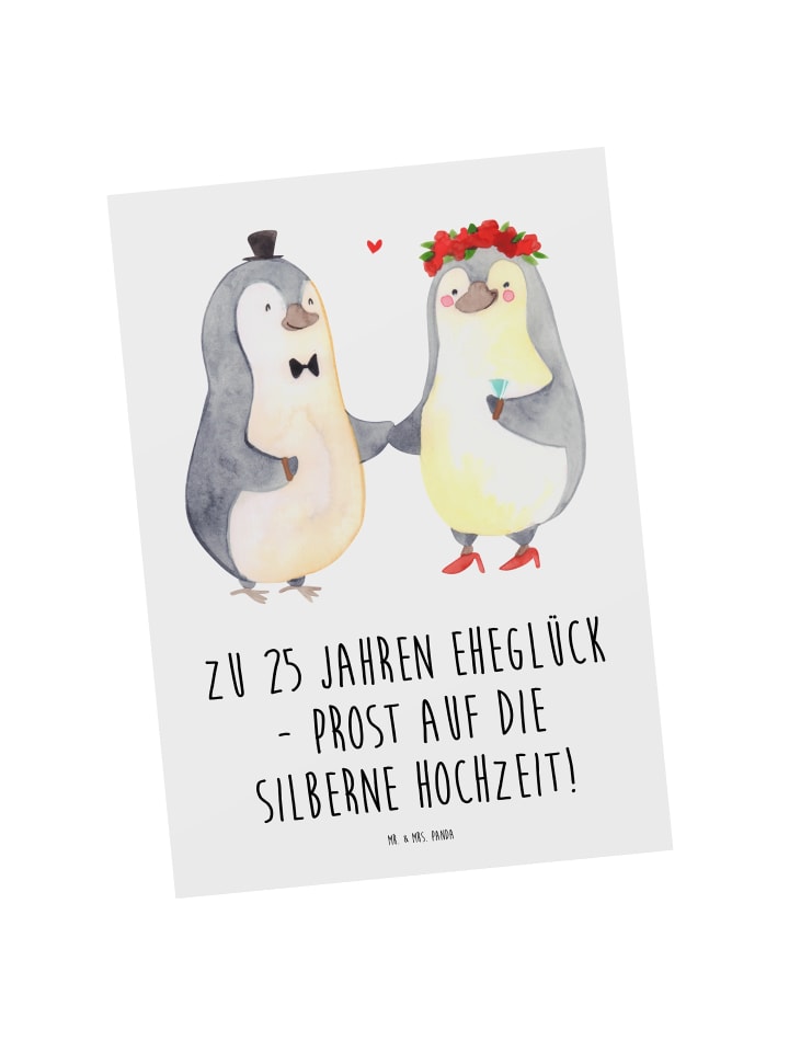 Postkarte 25. Hochzeitstag Silberne Hochzeit mi... in Weiß