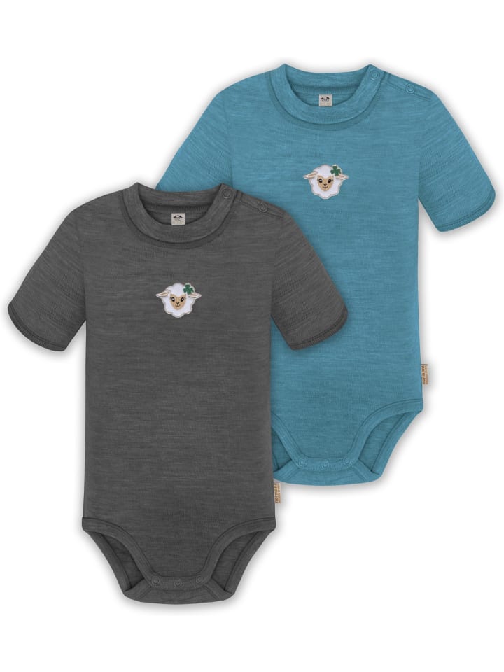 2er Set Doppelpack Baby Merino Body in Blau/Anthrazit