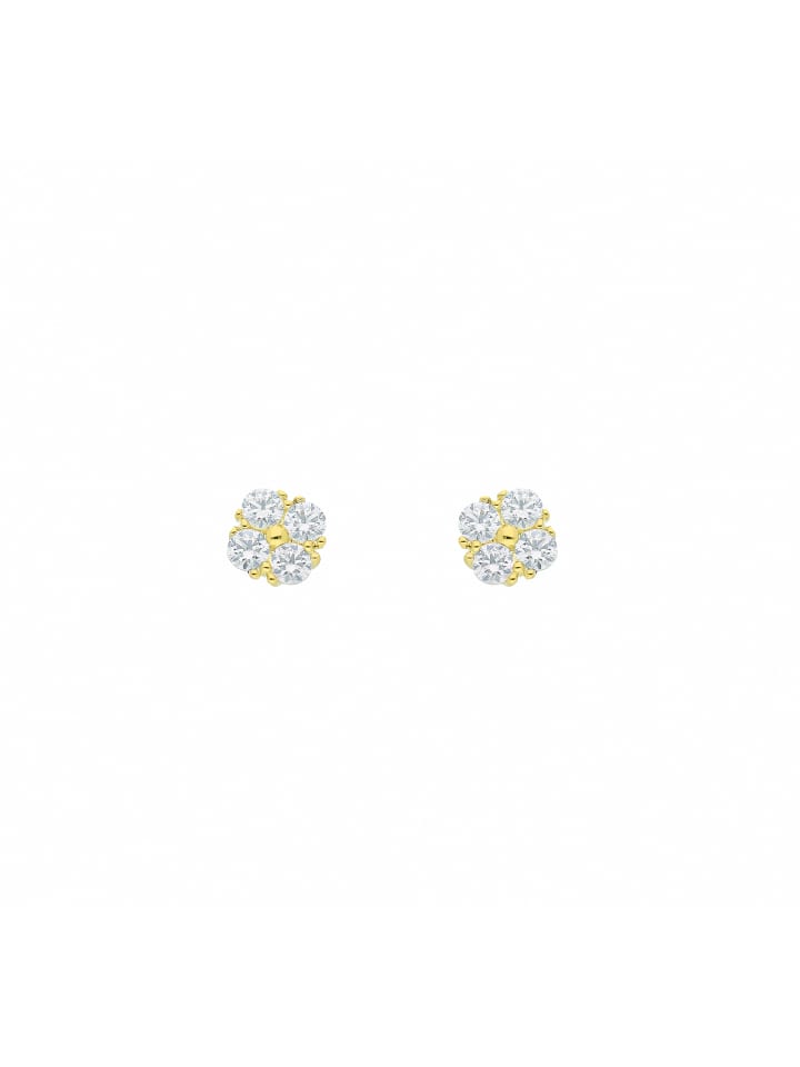 Damen 333 Gold Ohrringe / Ohrstecker mit Zirkonia in gold