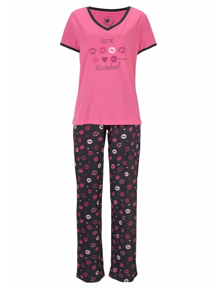 VIVANCE DREAMS Pyjama in pink-schwarz-gemustert günstig kaufen | limango