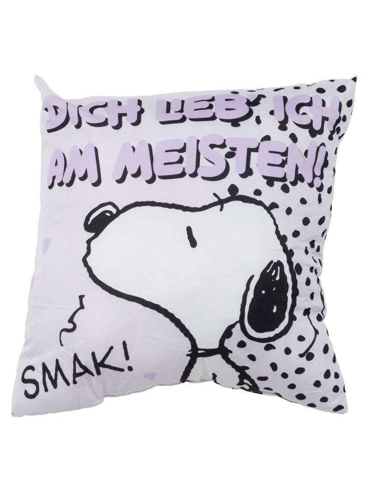Peanuts Snoopy Kissen Dich lieb ich Plüsch Zierkissen 40 x 40 cm in weiß