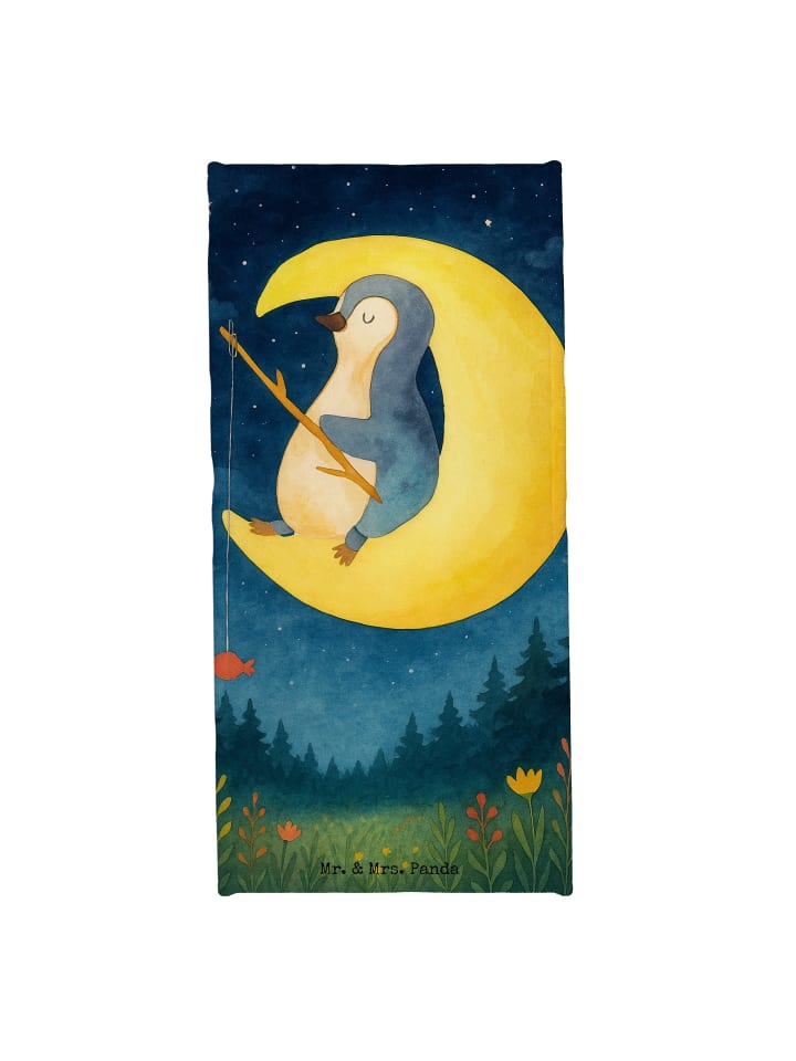 Saunahandtuch Pinguin Mond Design ohne Spruch in Eisblau
