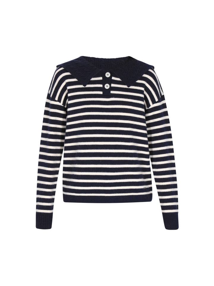 Women Sweater in navy offwhite