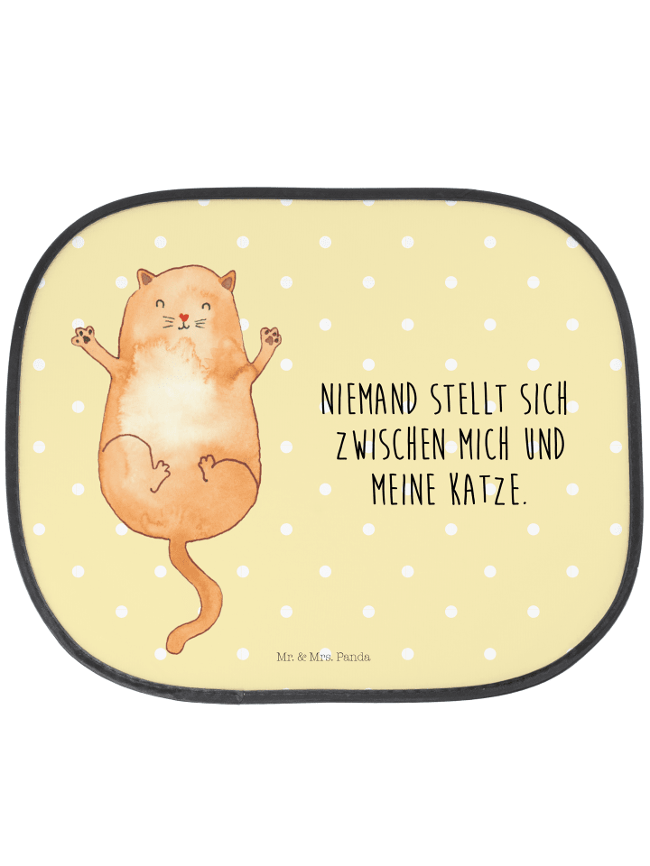 Autoscheibensonnenschutz Katze Umarmen mit Spruch in Gelb Pastell