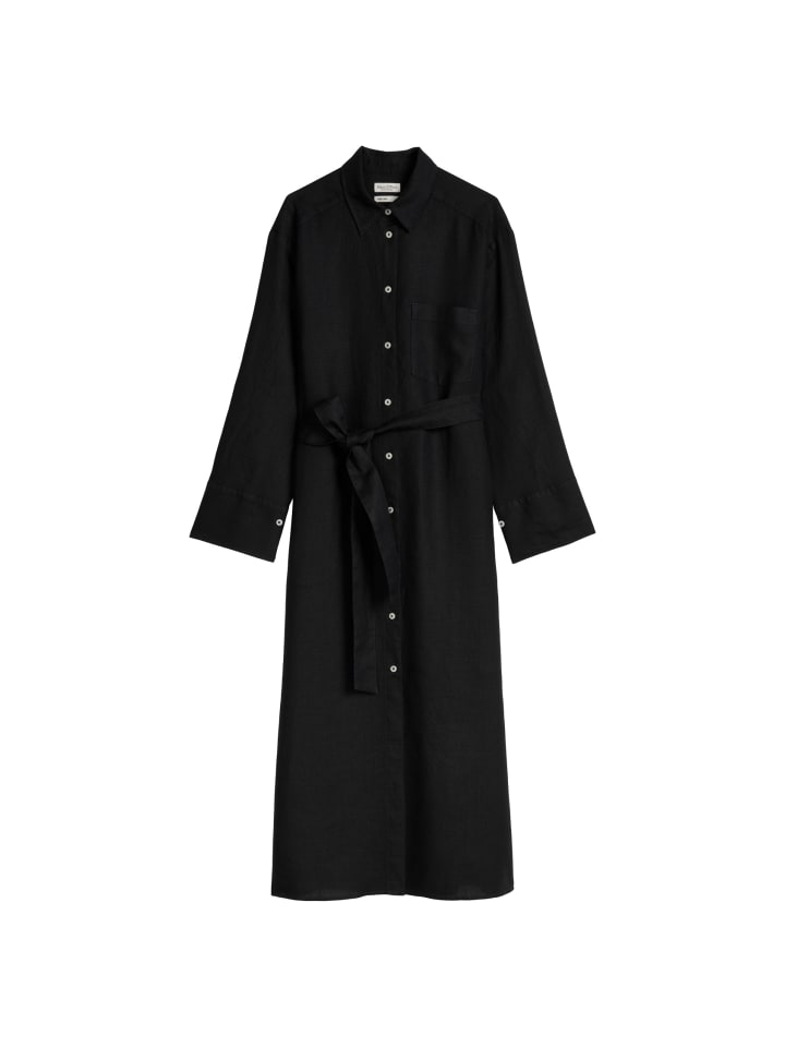 Leinen-Hemdblusenkleid wide in Schwarz