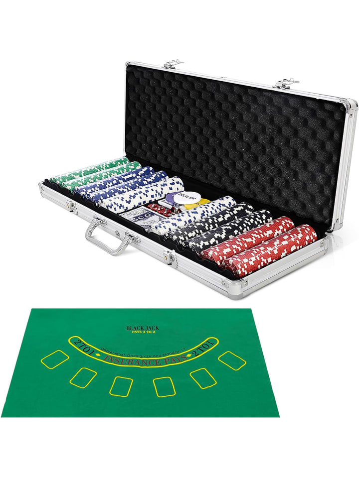 Pokerset 500 tlg. Chips in Silber