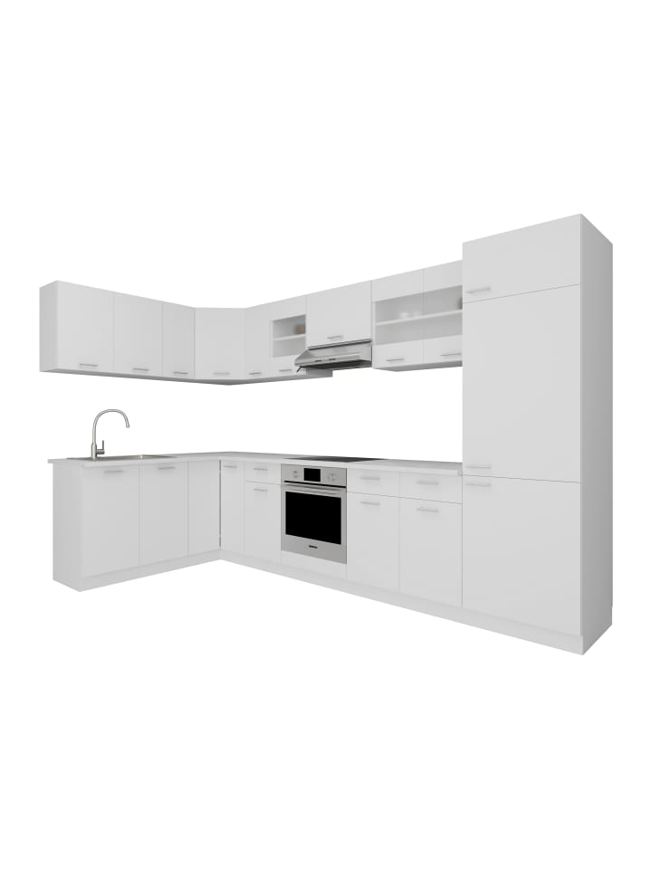 13-tlg Winkelküche Küchenzeile 328 x 178 cm Esilo in Weiß