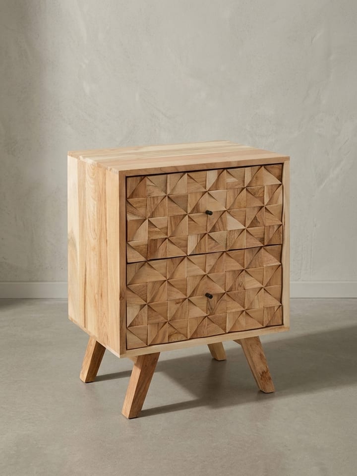 Nachtkonsole | Akazie, 44x61x35cm, Schubladen