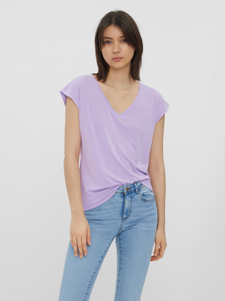 V-Neck Basic Vero Stretch | günstig T-Shirt Lila Moda in VMFILLI kaufen limango