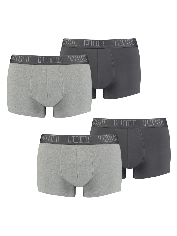 Boxershorts PUMA BASIC TRUNK 4P in 008 - Dark Grey Melange / Black