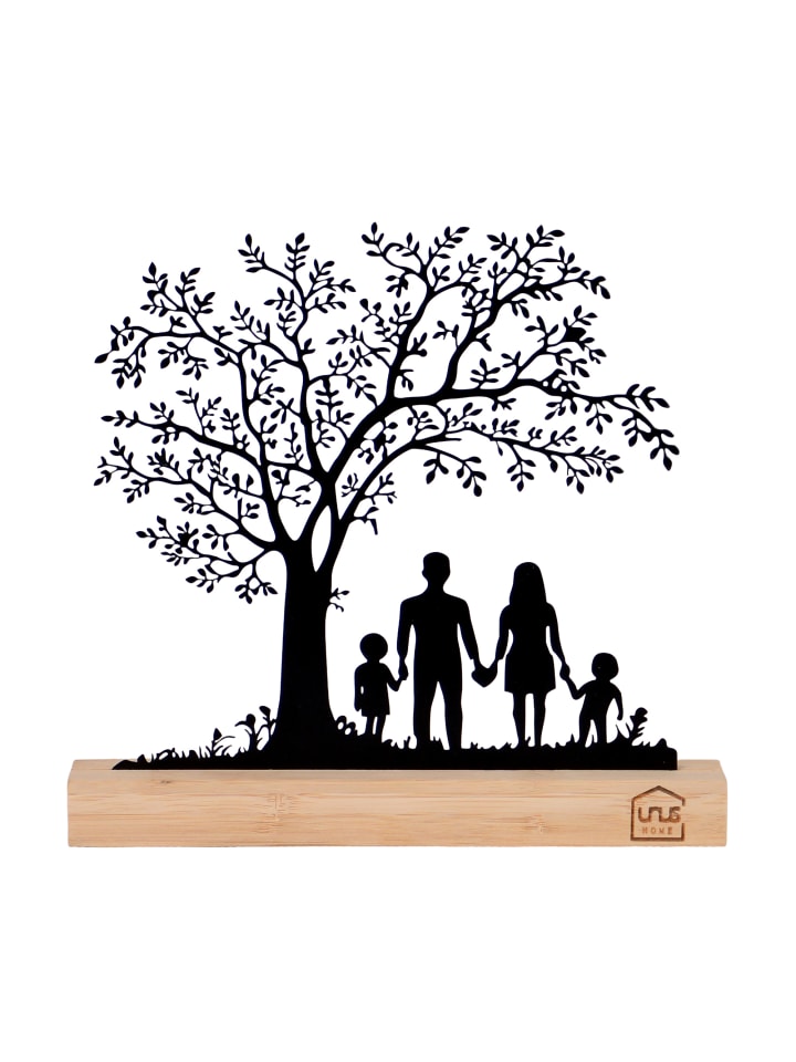 Aufsteller Baum mit Kindern auf einer Schaukel in Schwarz