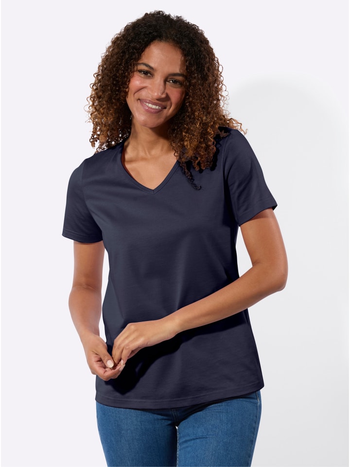 2er-Pack Shirts in marine + ecru