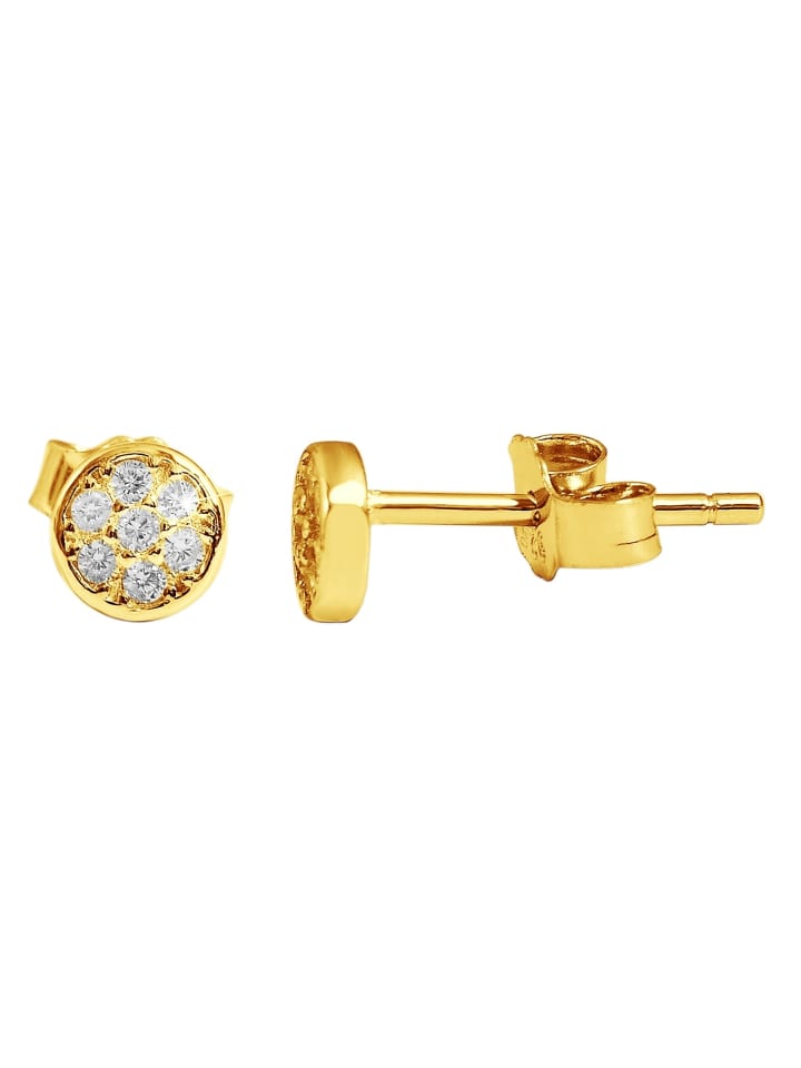 Damen Ohrringe – Ohrstecker aus 925 Silber mit Zirkonia in gold