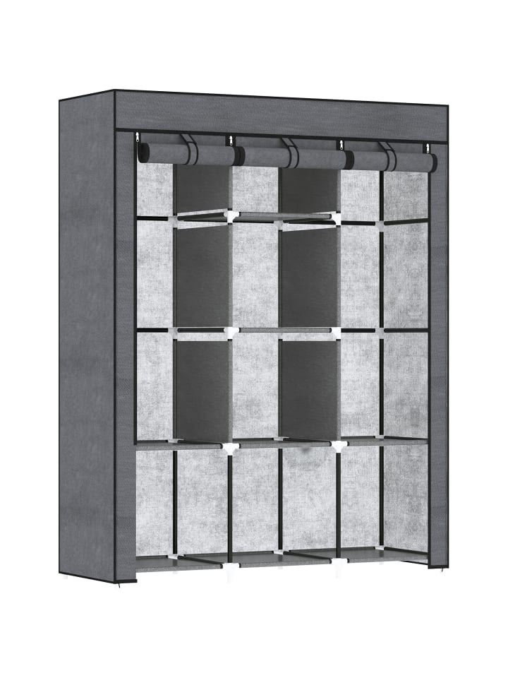 Stoffschrank in Dunkelgrau 125L x 43B x 162,5H cm
