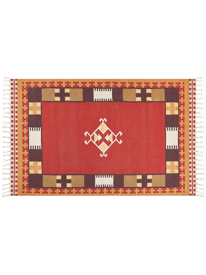 Kelim PARAKAR in Bunt/Rot/Braun - (W) 140 x (L) 200 cm
