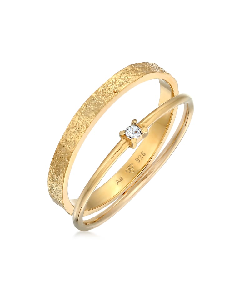 Ring 925 Sterling Silber Ring Set in Gold