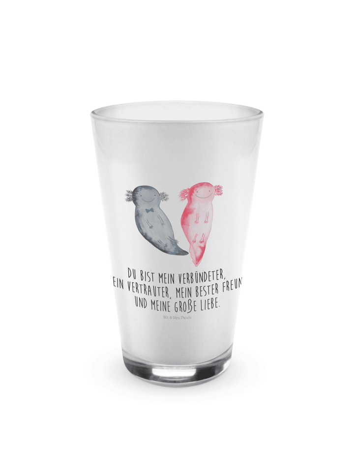 Glas Axolotl Freundin mit Spruch in Transparent