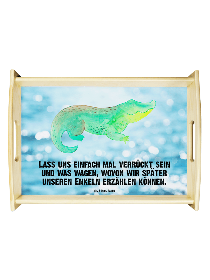 Servier Tablett Krokodil mit Spruch in OZeichenanblue