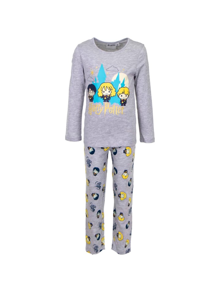 Harry Potter Nachtwäsche Schlafanzug aus Baumwolle Pyjama-Set in Grau 2