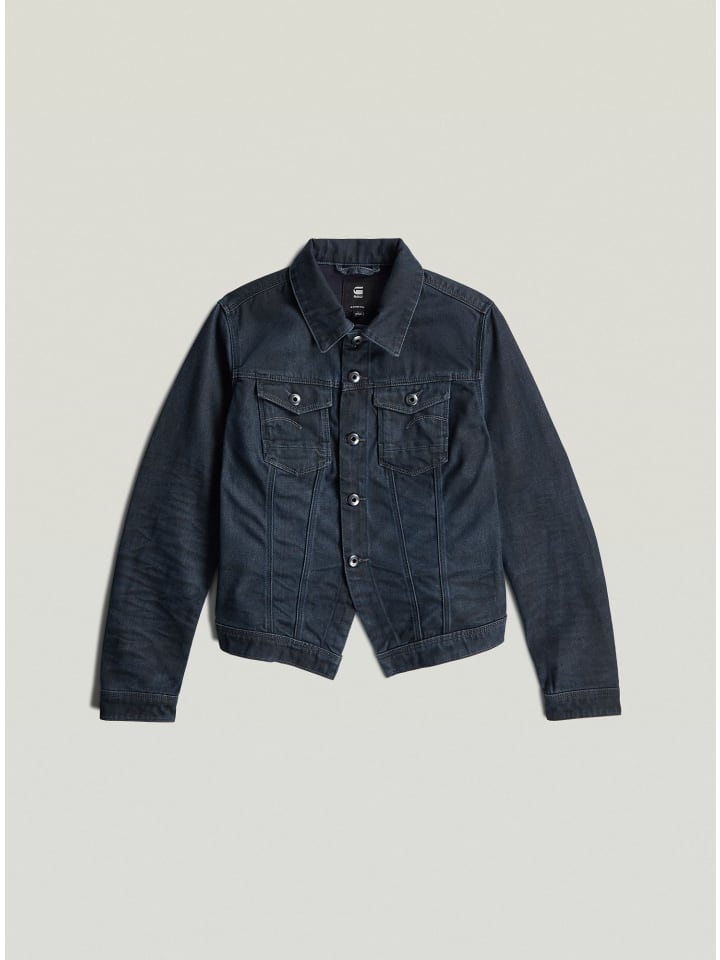 Pitched Hem Slim Jacke rinsed ink blue coated