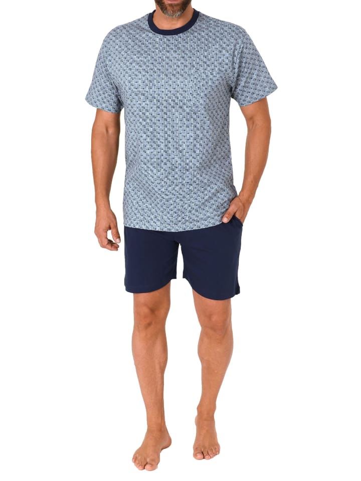 kurzarm Schlafanzug Shorty Pyjama print - 78207 in marine