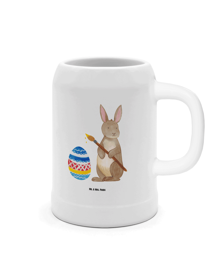 Bierkrug Hase Eier Malen ohne Spruch in Weiß