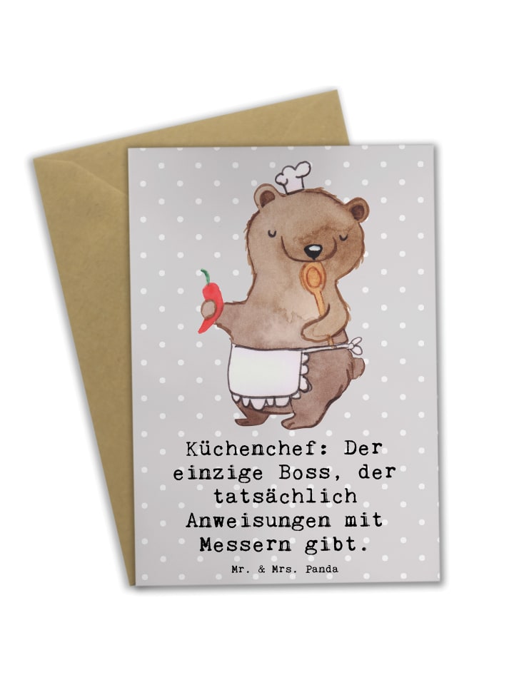 Klappkarte Koch Anleitung mit Spruch in Grau Pastell