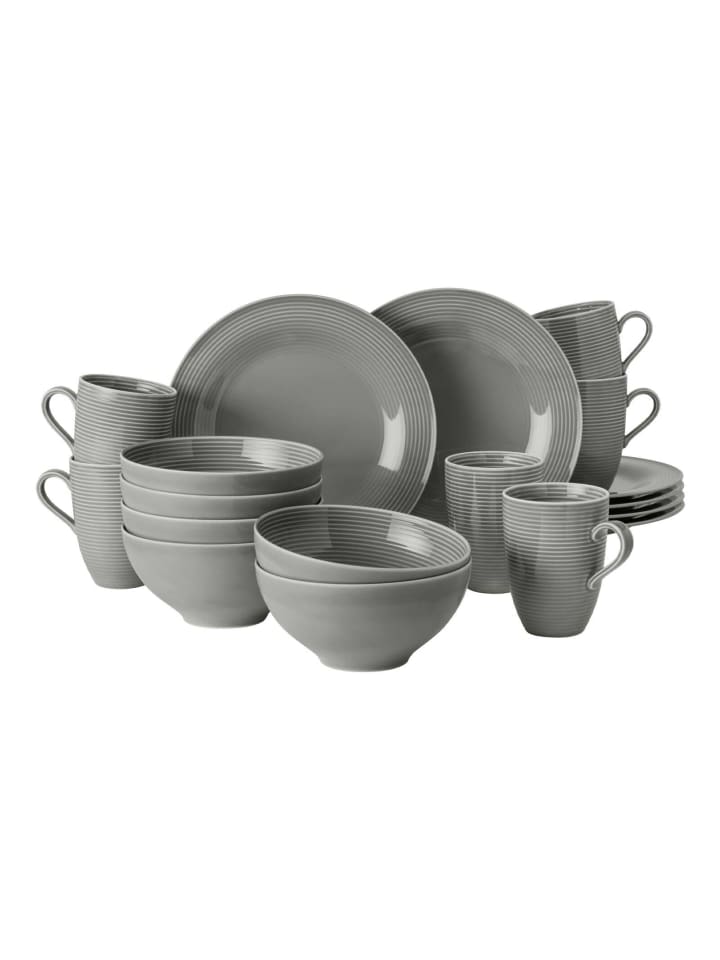 18-tlg. Frühstücks-Set Beat Color Glaze in Perlgrau