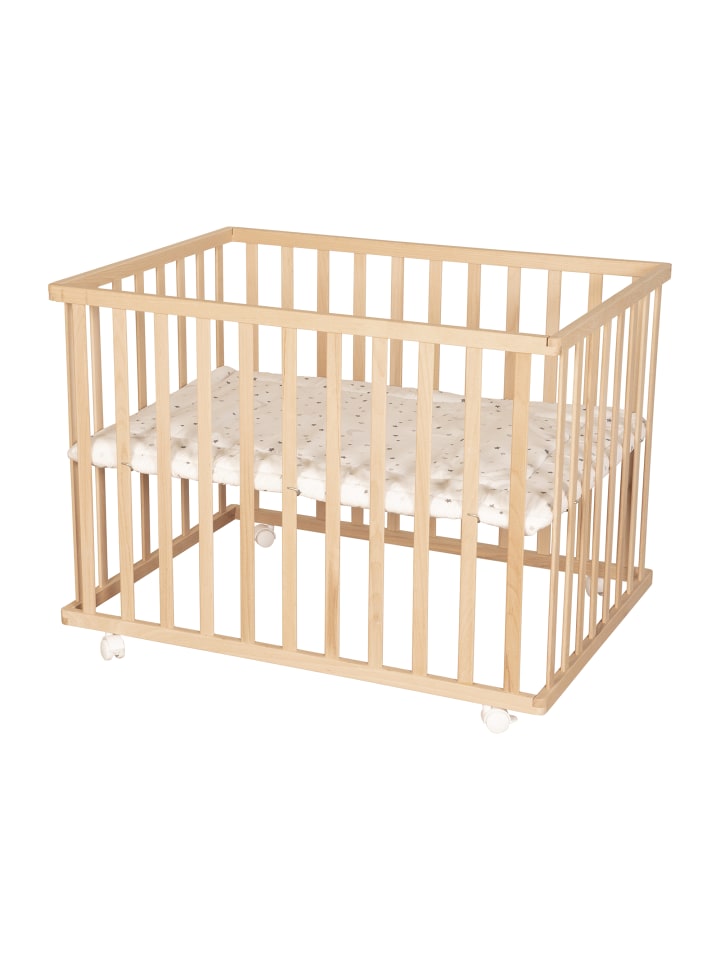 Laufgitter 75x100 cm höhenverstellbar mit Einlage Sternenzauber & Rollen