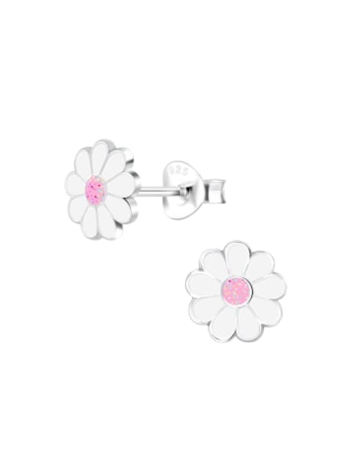 Kinderohrstecker BLUME rosa in 925 Sterling Silber, 2-tlg.