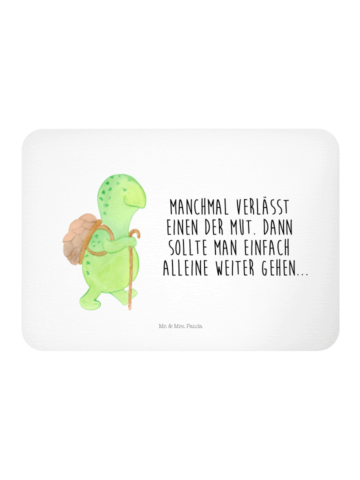 Pinnwandmagnet Schildkröte Wanderer mit Spruch in Weiß