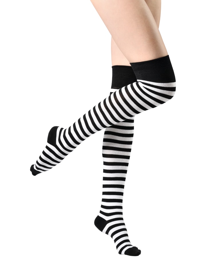 Overknee Strümpfe in schwarz-weiss