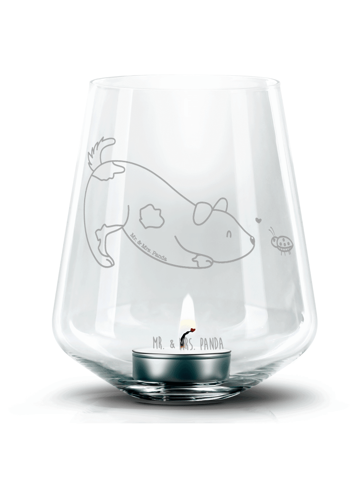 Windlicht Hund Marienkäfer ohne Spruch in Transparent