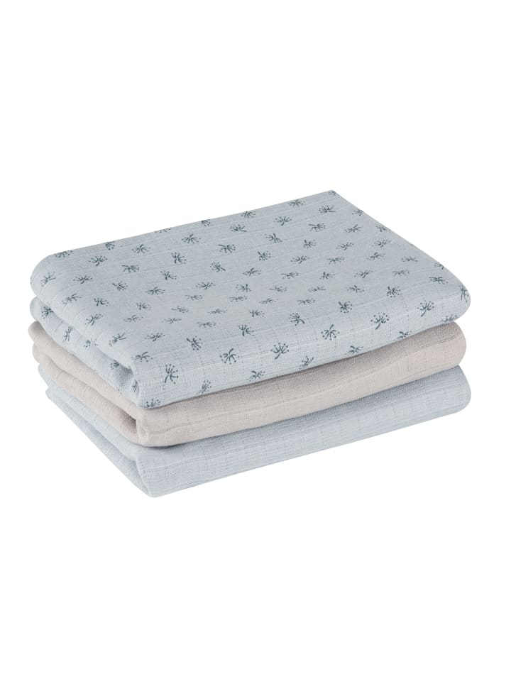 roba organic Lil Planet – 3 Musselin-Windeln aus Bio-Baumwolle, blau