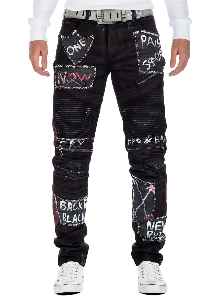 Herren Straight Fit Jeans Mid Waist in Black