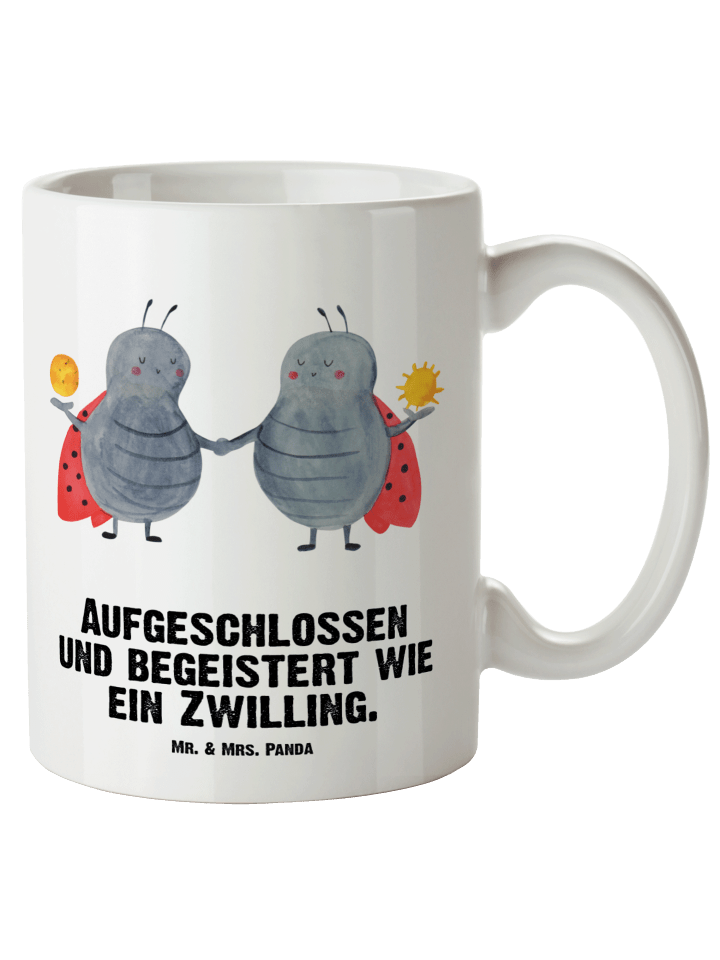 Henkelbecher Sternzeichen Zwilling mit Spruch in Weiß